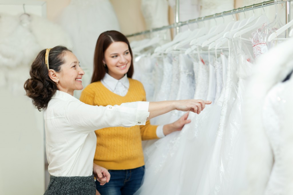 Women looking for a wedding gown