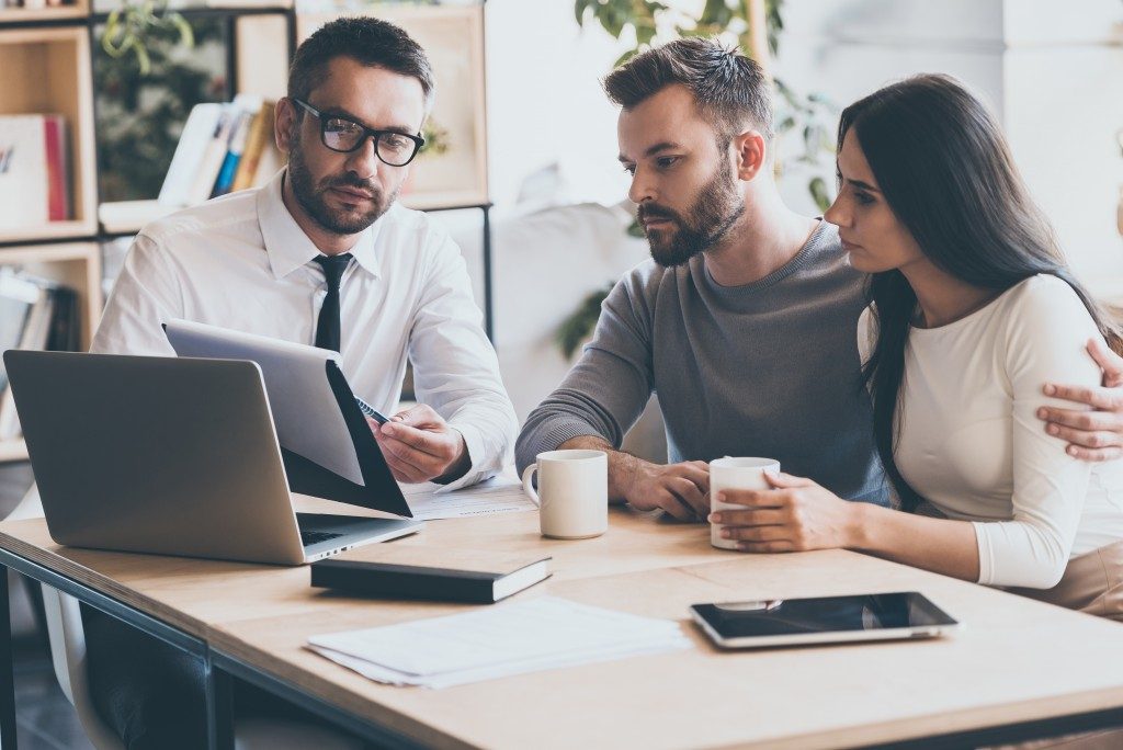 man presenting his business to potential clients