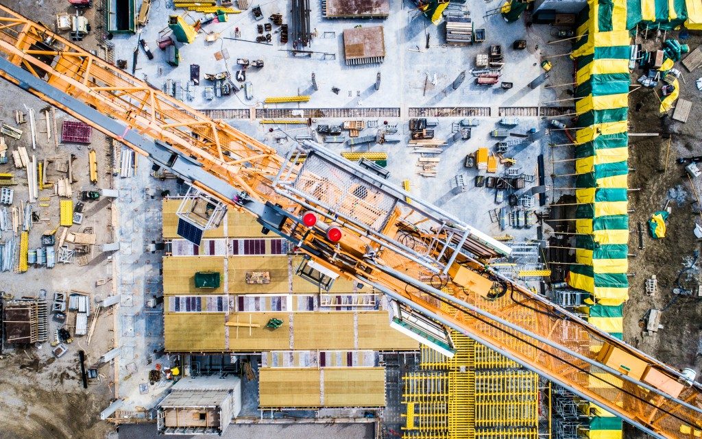 Aerial view of a construction site