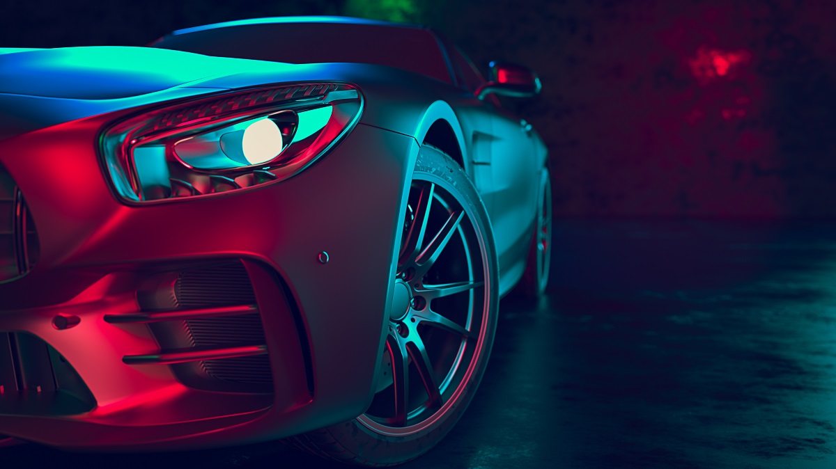 cool car with colorful lighting