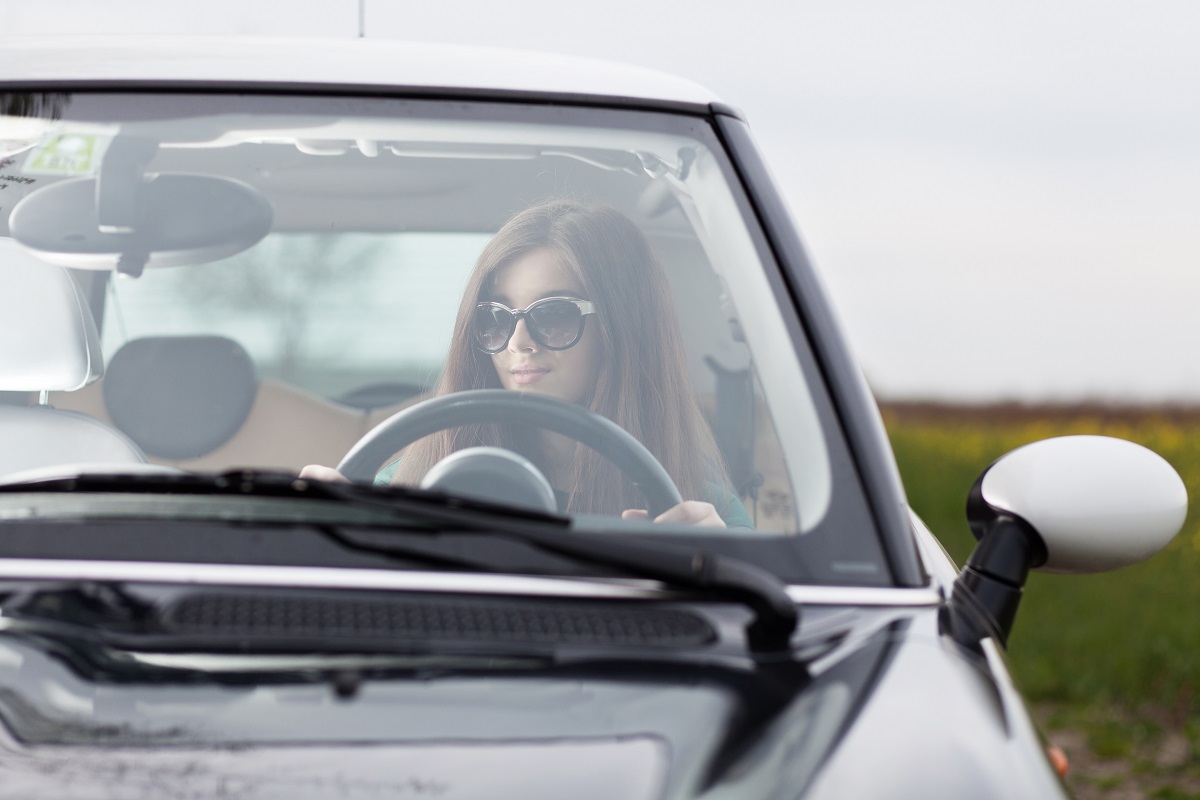 woman driving a car