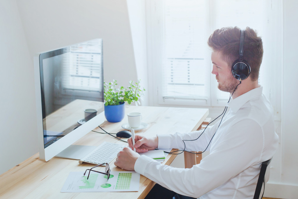 employee on a video call