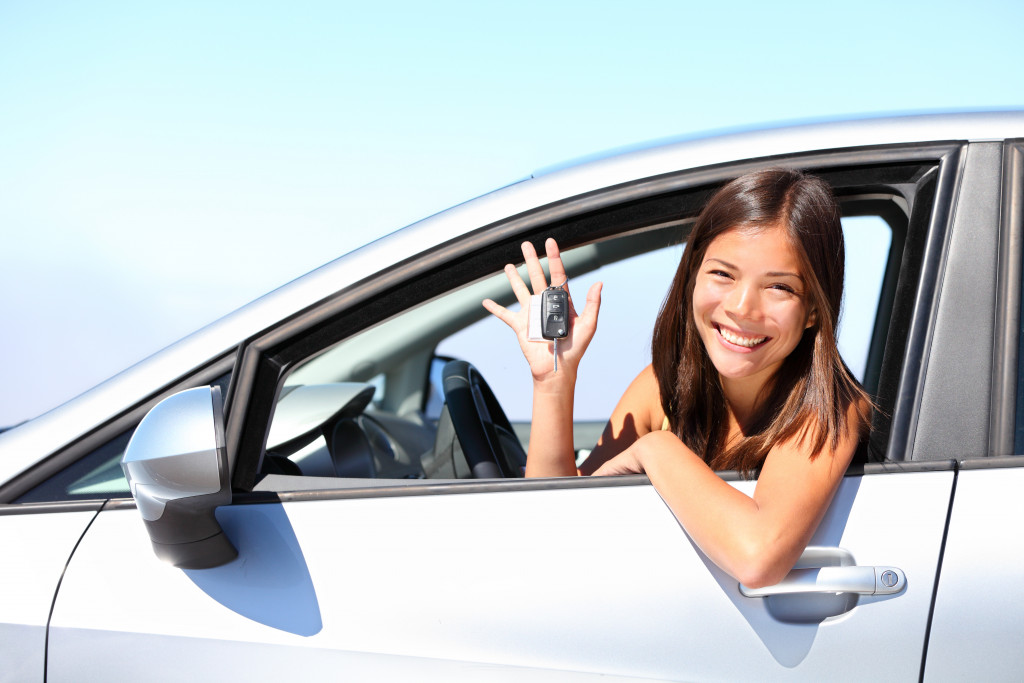 woman inside a car