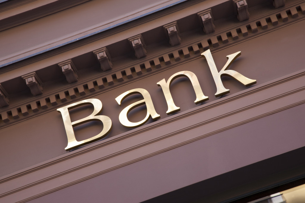 Bank sign on facade