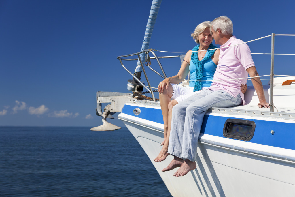 couple sitting on a yacht