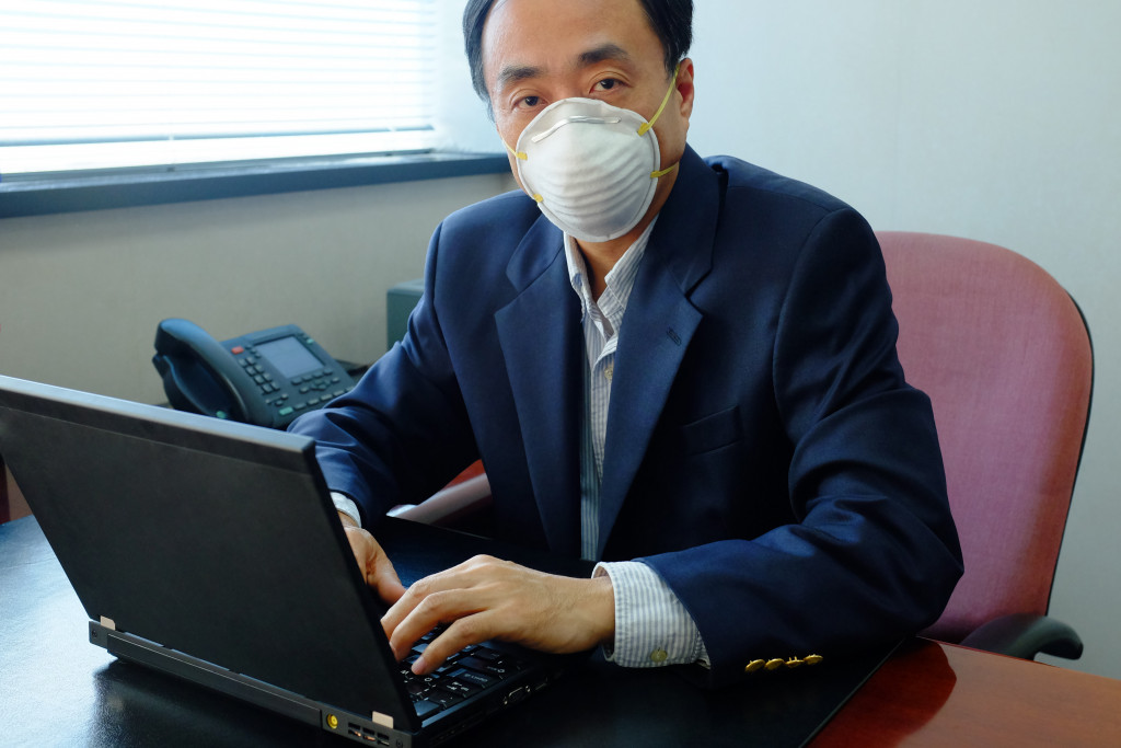 businessman wearing face mask