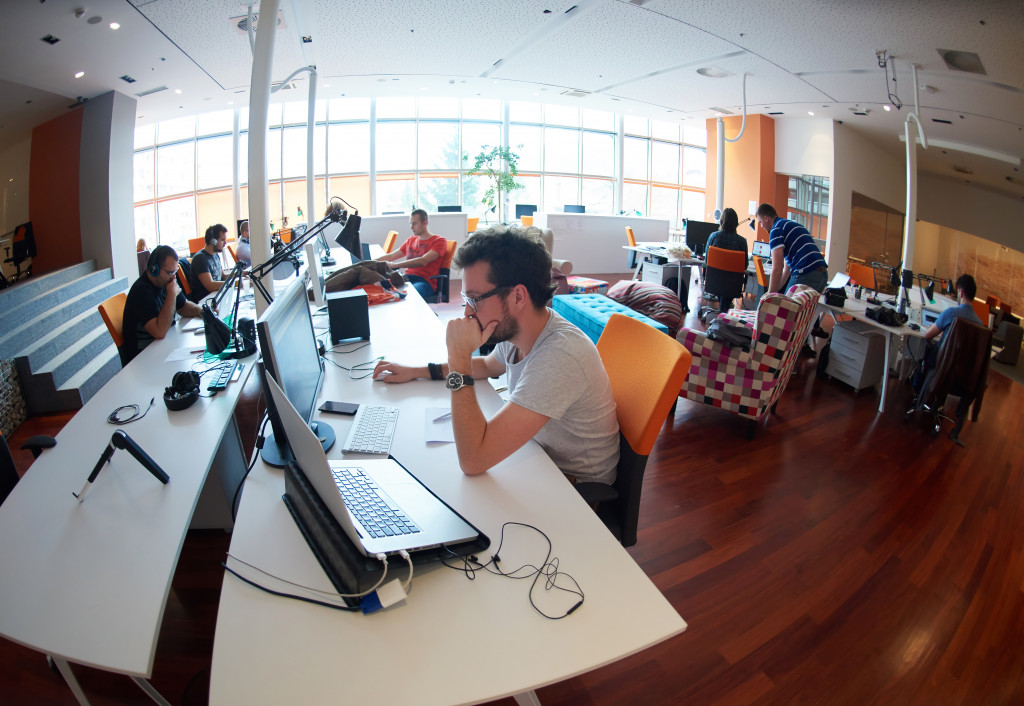 people working in an office