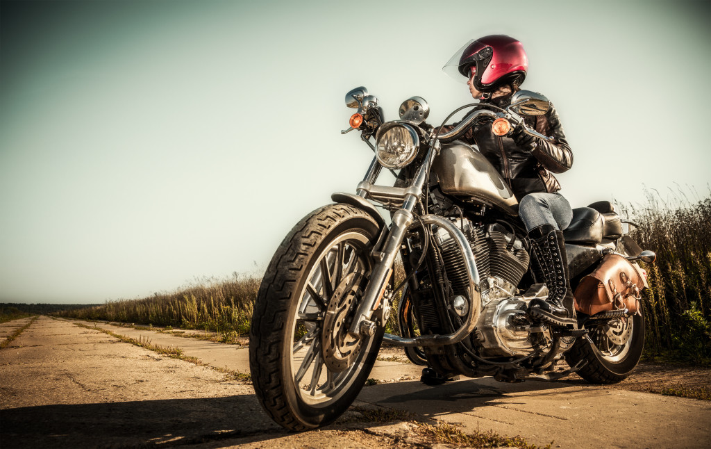 a person riding on a motorcycle