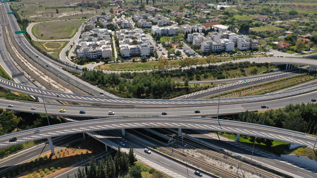 Highway junction view from sky captured with help of drone