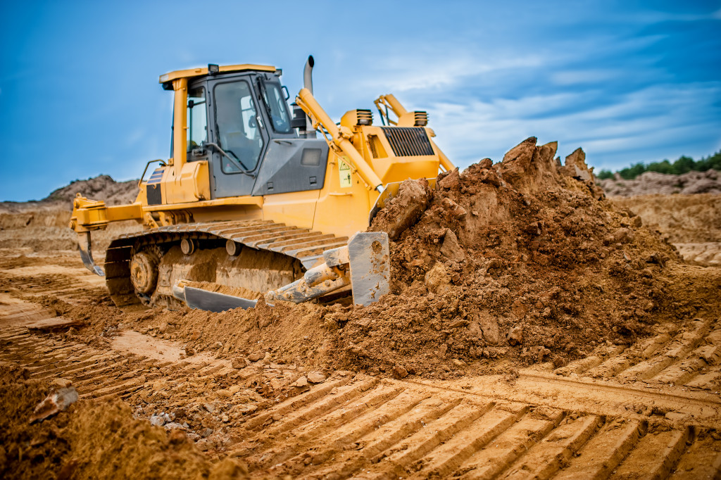 An excavator working in a site