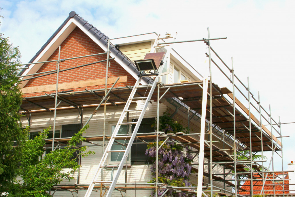 damaged house being fixed