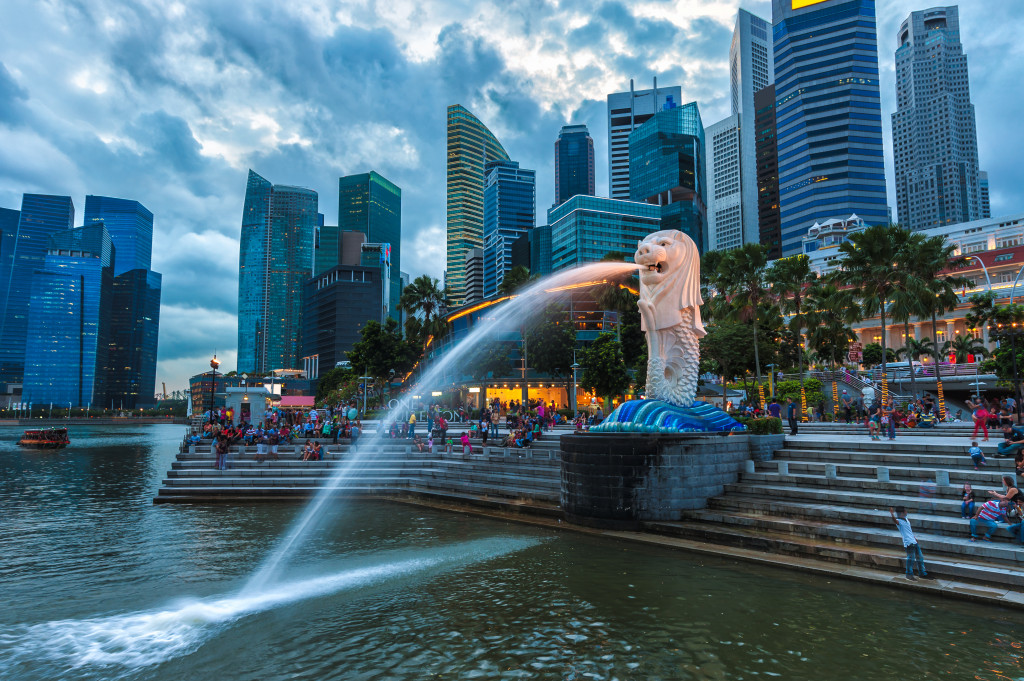 The Singaporean skyline and port