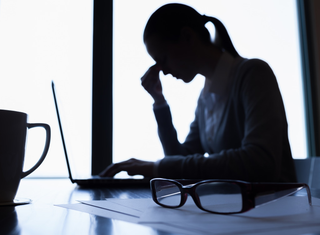 A Stressed employee at work