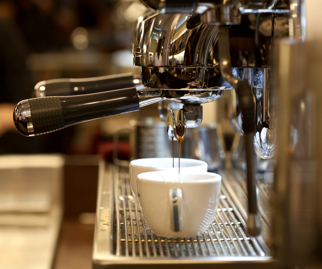 A closeup photo of an espresso machine