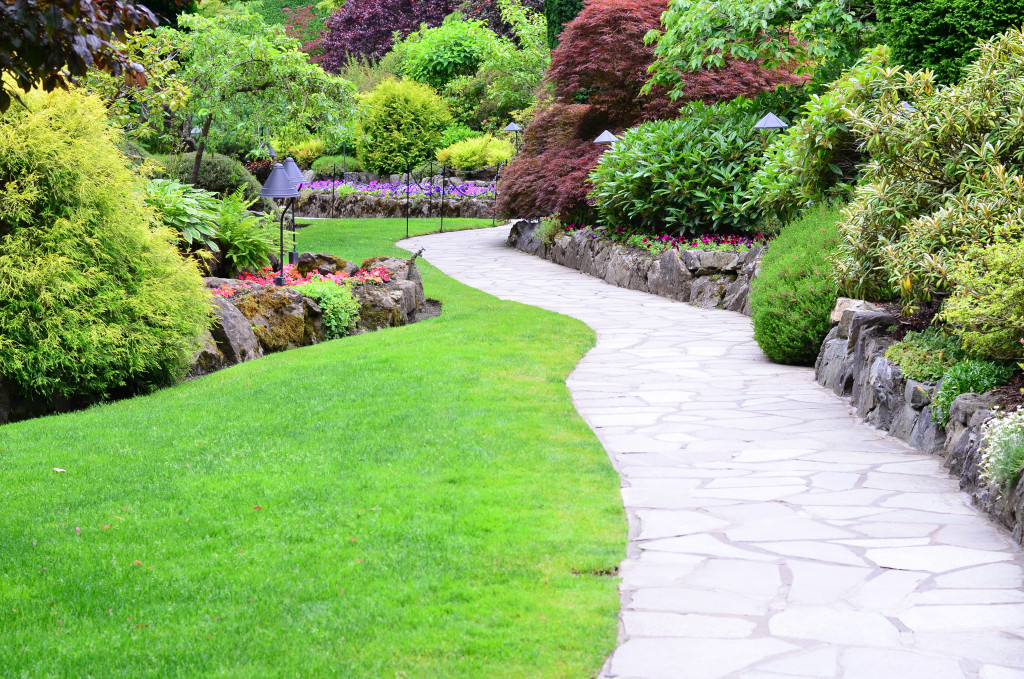 elegant walkway made of stone in a house's exterior