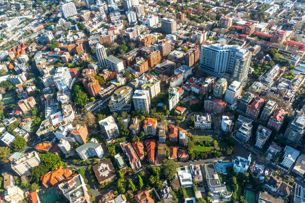 overview of a city with zoning sections seen