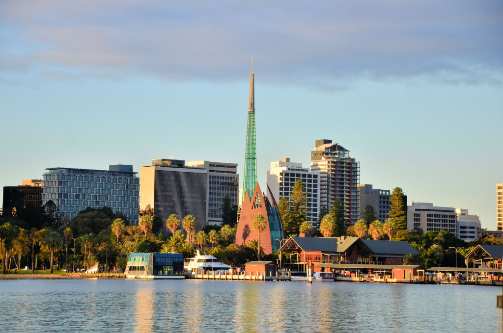 Australia overview at sunset in the city of Perth